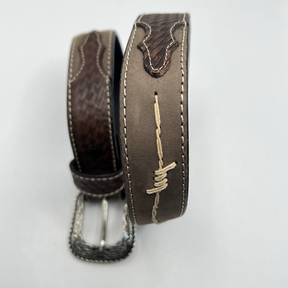 Triana Youth Leather Belt 26 Multi Decorative Buckle Handcrafted Rodeo Western